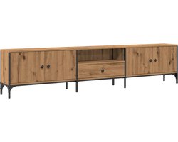 vidaXL - Tv-meubel - met - lade - 200x25x44 - cm - bewerkt - hout - artisanaal - eiken