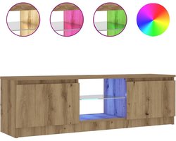 vidaXL - Tv-meubel - met - LED - 120x30x36 - cm - bewerkt - hout - artisanaal - eiken