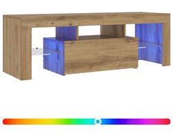 vidaXL - Tv-meubel - met - LED - 120x36,5x40 - cm - bewerkt - hout - artisanaal - eiken