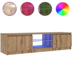 vidaXL - Tv-meubel - met - LED - 140x40x36 - cm - bewerkt - hout - artisanaal - eiken