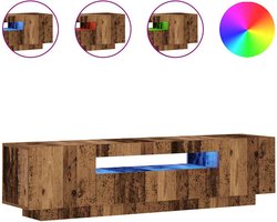 vidaXL - Tv-meubel - met - LED - 160x35x40 - cm - bewerkt - hout - oud - hout