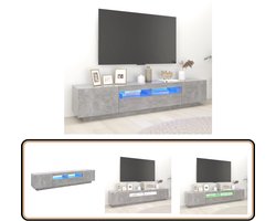 vidaXL Tv-meubel met LED 200x35x40 cm betongrijs Tv-meubel - Led-verlichting - Beton Grijs - Houten Tv-stand - Media Kast
