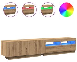 vidaXL - Tv-meubel - met - LED - 200x35x40 - cm - bewerkt - hout - artisanaal - eiken