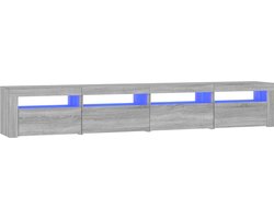 vidaXL Tv-meubel met LED 240 cm Grijs Eiken Tv-meubel - Salontafel - Houten Meubilair - Grijze Meubelen - Led Licht