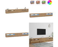 vidaXL Tv-meubel met LED 300x35x40 cm bewerkt hout artisanaal eiken - Tv-kast - Tv-kasten - Tv-standaard - Tv-meubel