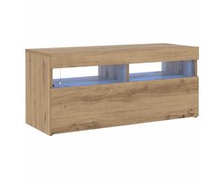 vidaXL - Tv-meubel - met - LED - 90x35x40 - cm - bewerkt - hout - artisanaal - eiken