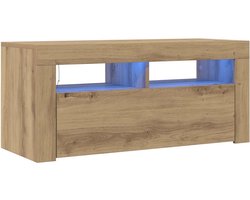 vidaXL - Tv-meubel - met - LED - 90x35x40 - cm - bewerkt - hout - artisanaal - eiken