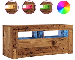 vidaXL - Tv-meubel - met - LED - 90x35x40 - cm - bewerkt - hout - oud - hout