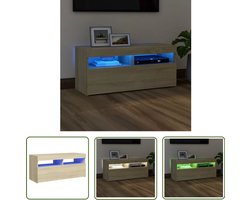 vidaXL Tv-meubel met LED 90x35x40 cm eiken TV-meubel - Salontafel - Houten Meubilair - Led Verlichting - Smart Home