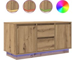 vidaXL - Tv-meubel - met - LED-verlichting - 100x41x50 - cm - artisanaal - eiken