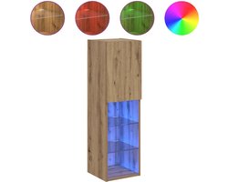 vidaXL - Tv-meubel - met - LED-verlichting - 30,5x30x102 - cm - artisanaal - eiken