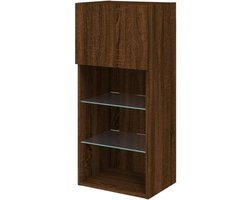 vidaXL Tv-meubel met LED-verlichting 40,5x30x90 cm bruineikenkleurig, tv kast, wandkast, tv dressoir, opbergkast, tv kastje, tv wandmeubel, wandmeubel