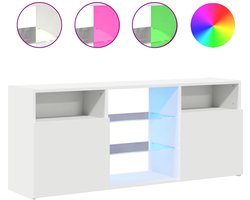 vidaXL Tv-meubel met LED-verlichting wit Tv-meubel - Led-verlichting - Houten Tv-meubel - Modern Tv-stand - Witte Tv-bank