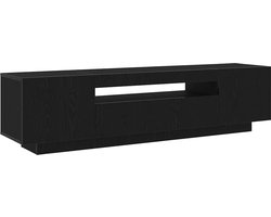 vidaXL - TV-meubel - met - LED-verlichting - Zwart - Eiken - 160x35x40 - cm - Samengesteld - Hout