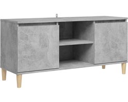 vidaXL - Tv-meubel - met - massief - houten - poten - 103,5x35x50 - cm - betongrijs