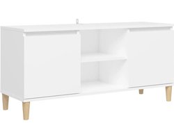 vidaXL - Tv-meubel - met - massief - houten - poten - 103,5x35x50 - cm - wit