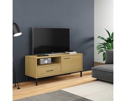 vidaXL - Tv-meubel - met - metalen - poten - OSLO - massief - grenenhout - bruin