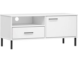 vidaXL - Tv-meubel - met - metalen - poten - OSLO - massief - grenenhout - wit