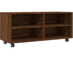 vidaXL - Tv-meubel - met - wieltjes - 90x35x35 - cm - bewerkt - hout - bruin - eikenkleur