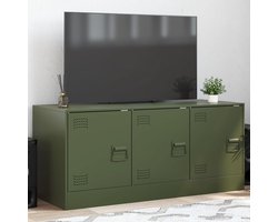 vidaXL Tv-meubel staal - Olijfgroen, 99x39x44 cm Tv-meubel - Staal Meubilair - Olijfgroene Tv-kast - Salontafel - Livingroom Furniture