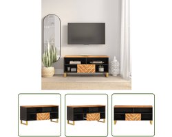 vidaXL Tv Meubel - Televisie Kast - Tv-meubel 100x33,5x46 cm massief mangohout bruin en zwart - Mangohout Kast - Houten Tv Stand - Salontafel