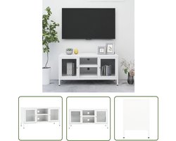 vidaXL Tv Meubel - Televisie Kast - Tv-meubel 105x35x52 cm staal en glas wit - Salontafel - Witte Tv Kast - Metalen Tv Kast