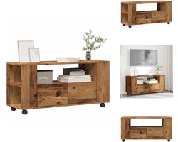 vidaXL Tv-meubel - Tv-kasten -Tv-standaard - Tv-dressoir - Tv-meubel met wielen 102x34,5x43 cm bewerkt hout oud hout