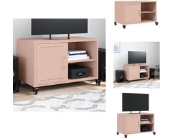 vidaXL Tv-meubel - Tv-meubelen - Tv Kast - Opbergkast - Tv-meubel 68x39x43,5 cm staal roze