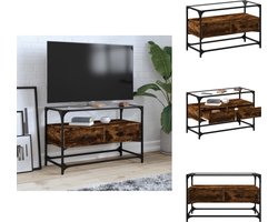 vidaXL Tv-meubel - Tv-meubelen - Tv Kast - Opbergkast - Tv-meubel met glazen blad 80x35x51 cm hout gerookt eikenkleurig