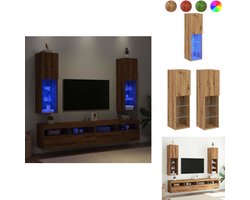 vidaXL Tv-meubel - Tv-meubelen - Tv Kast - Opbergkast - Tv-meubels met LED's 2 st 30,5x30x102 cm artisanaal eiken