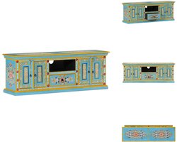 vidaXL Tv-meubel - Tv-meubelen - Tv-standaard - Televisiemeubel - Tv-meubel 110x30x40 cm massief mangohout blauw