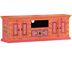 vidaXL Tv-meubel - Tv-meubelen - Tv-standaard - Televisiemeubel - Tv-meubel 110x30x40 cm massief mangohout roze