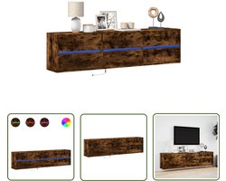 vidaXL Tv-meubel - Tv-tafel - Tv-wandmeubel met LED-verlichting 180x31x45 cm gerookt eiken - Houten Tv-standaard - Led Tv-meubel - Tv-opstelling