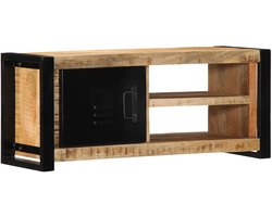 vidaXL Tv-meubel van mangohout en ijzer, 80 cm Tv-meubel - Salontafel - Houten Tv-kast - Industriële Tv-standaard - Mango Hout