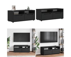 vidaXL Tv-meubel VISNES 100x40x38 cm bewerkt hout zwart - Tv-meubel - Tv-kasten -Tv-standaard - Tv-dressoir