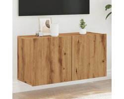 vidaXL Tv-meubel Wandgemonteerd - Artisanaal Eiken Tv Meubel - Tv Kast - Wandmontage - Houten Tv Stand - Eiken Kleur
