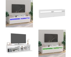 vidaXL - Tv-meubelen - 2 - st - met - LED-verlichting - 75x35x40 - cm - wit
