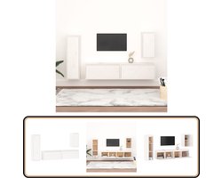 vidaXL Tv-meubelen - 4 stuks - Massief Grenen - Wit Televisie Meubel - Tv Meubilair - Houten Tv Kast - Witte Tv Kast - Vintage Tv Kast