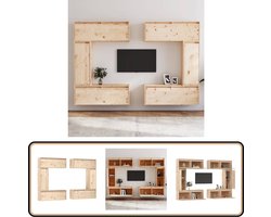 vidaXL Tv-meubelen 6-delig massief grenenhout Televisie Meubel - Vintage Meubel - Houten Tv Stand - Tv Kast - Grenoble Hout