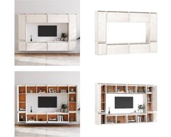 vidaXL Tv-meubelen 8 st massief grenenhout wit - Tv-kast - Tv-kasten - Tv-meubel - Hifi-meubel
