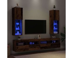 vidaXL Tv-meubels met LED-verlichting - Set van 2 Tv Meubel - Tv Kast - Led Verlichting - Houten Tv Stand - Salontafel
