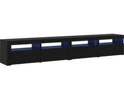 vidaXL - Tv-meubelset - 3 - pcs - Zwart - Eiken - 240 - x - 35 - x - 40 - cm - Bewerkt - hout