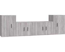 vidaXL Tv-meubelset - 4-delig - Grijs Sonoma Eiken Tv Kast - Tv Meubel - Salontafel - Houten Tv Kast - Grijze Tv Kast