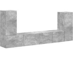 vidaXL - Tv-meubelset - 4 - pcs - Beton - Grijs - Bewerkt - hout