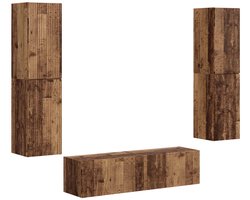vidaXL - Tv-meubelset - 6 - pcs - Oud - Hout - Bewerkt - hout