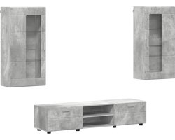 vidaXL - Tv-meubelset - met - lade - FLORIN - 3 - pcs - Beton - Grijs - Bewerkt - hout