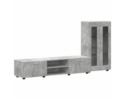 vidaXL - Tv-meubelset - met - lade - FLORIN - 3 - pcs - Beton - Grijs - Bewerkt - hout