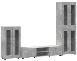 vidaXL - Tv-meubelset - met - lade - FLORIN - 3 - pcs - Beton - Grijs - Bewerkt - hout