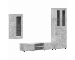 vidaXL - Tv-meubelset - met - lade - FLORIN - 3 - pcs - Beton - Grijs - Bewerkt - hout