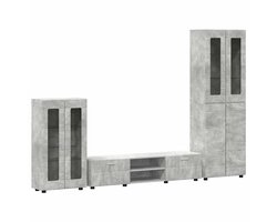 vidaXL - Tv-meubelset - met - lade - FLORIN - 3 - pcs - Beton - Grijs - Bewerkt - hout